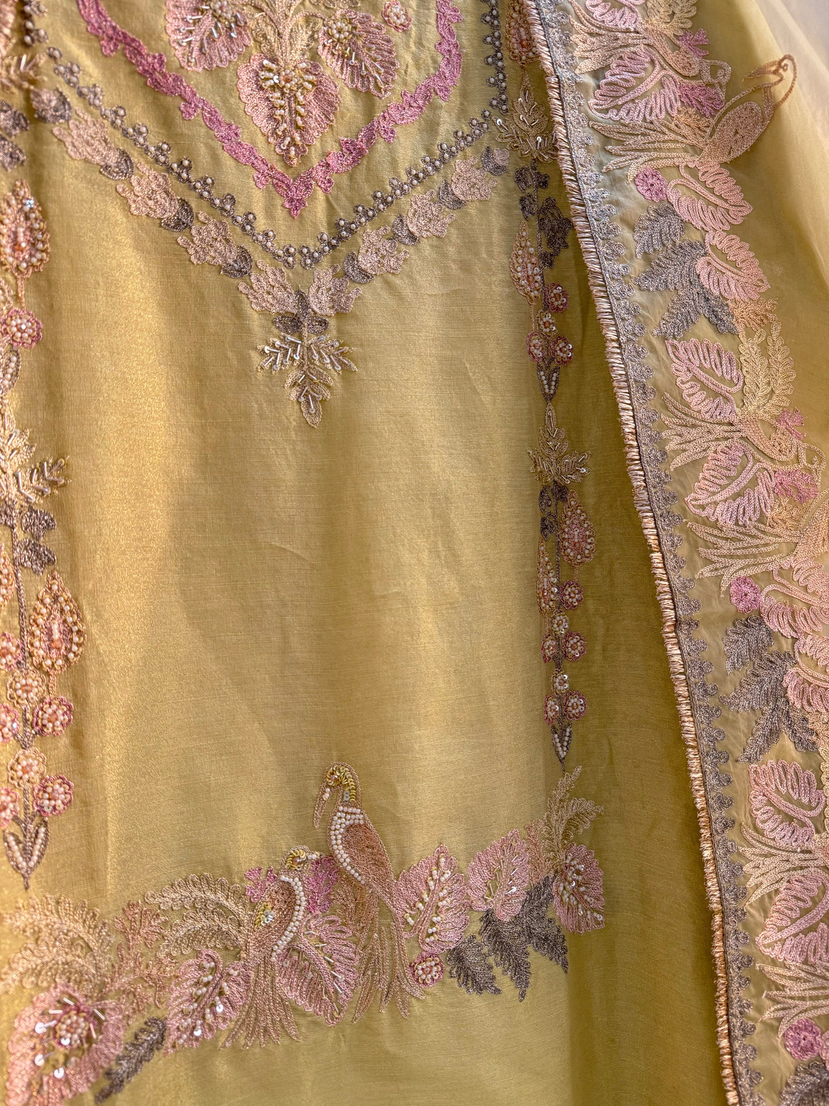 Premium tissue linen silk hand embroidered suit