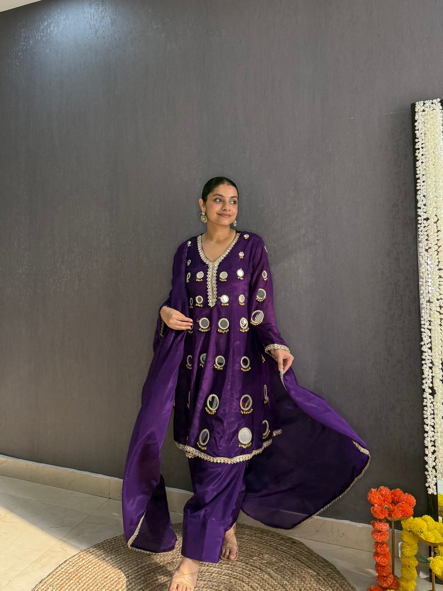 Luxurious mirrorwork farshi salwar set