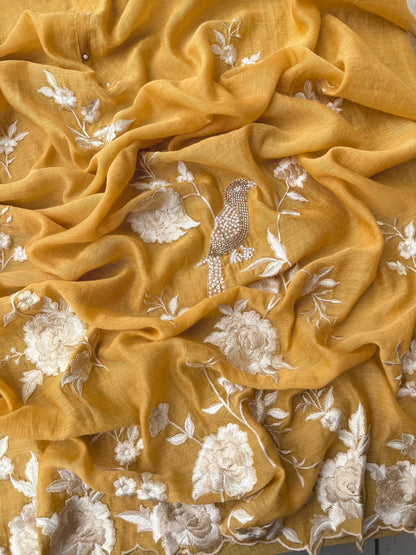 Luxurious Mul chanderi parsi thread suit