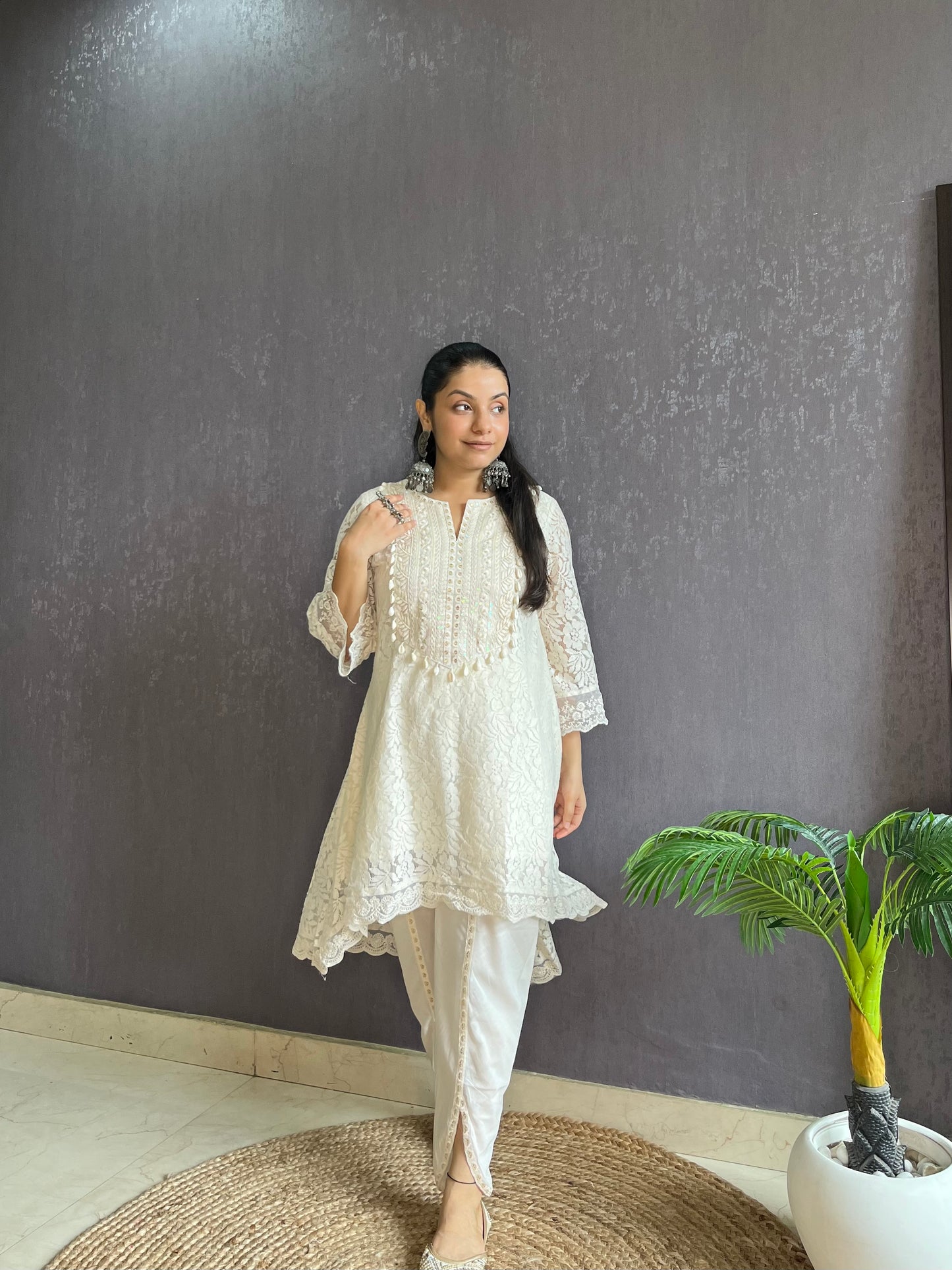 Pure cotton lace work coord