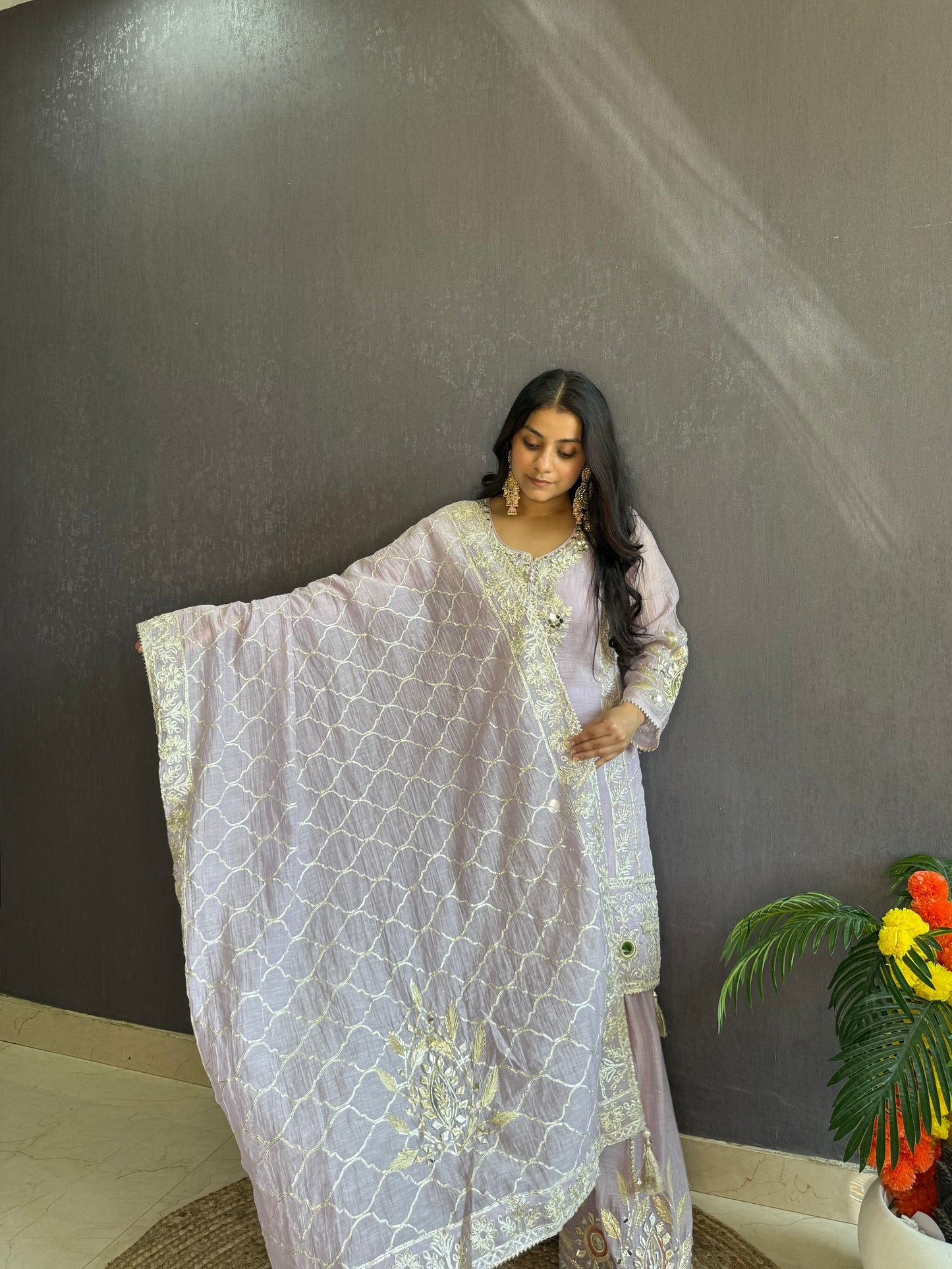 Luxurious mul cotton gotapatti sharara set