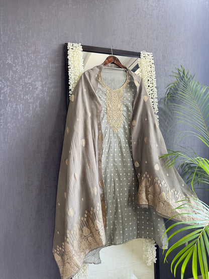 Semi Benarsi silk aari work suit