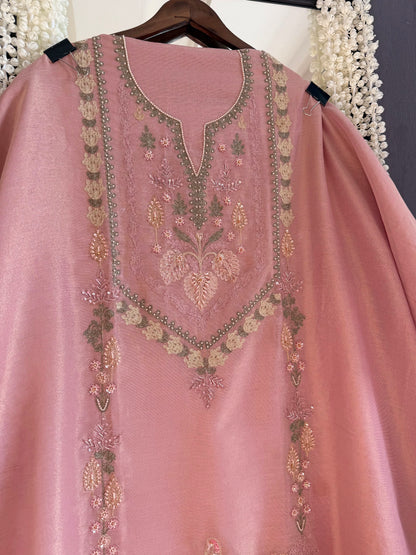 Premium tissue linen silk hand embroidered suit