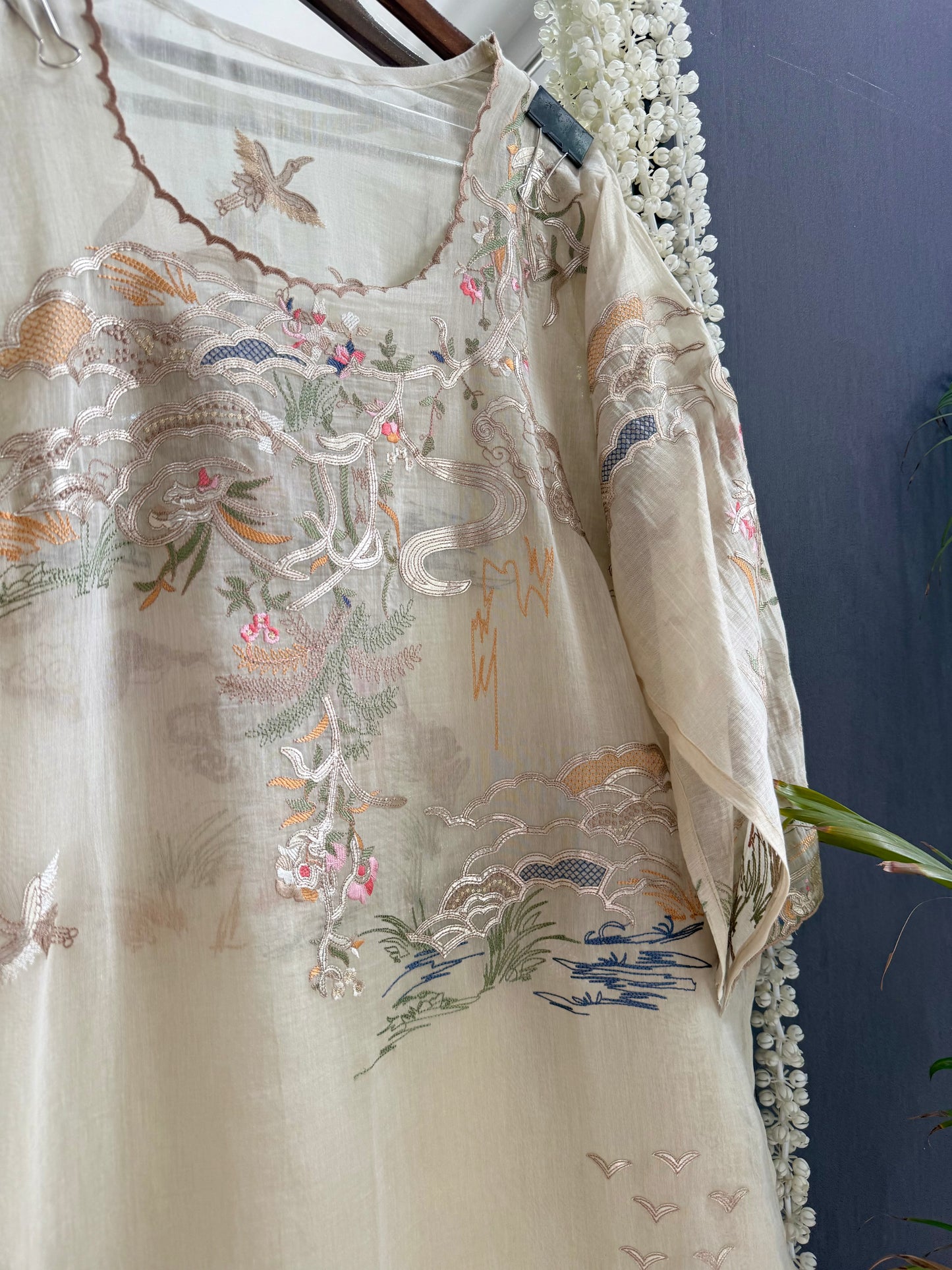 Luxurious Mul chanderi gota appliqué work suit