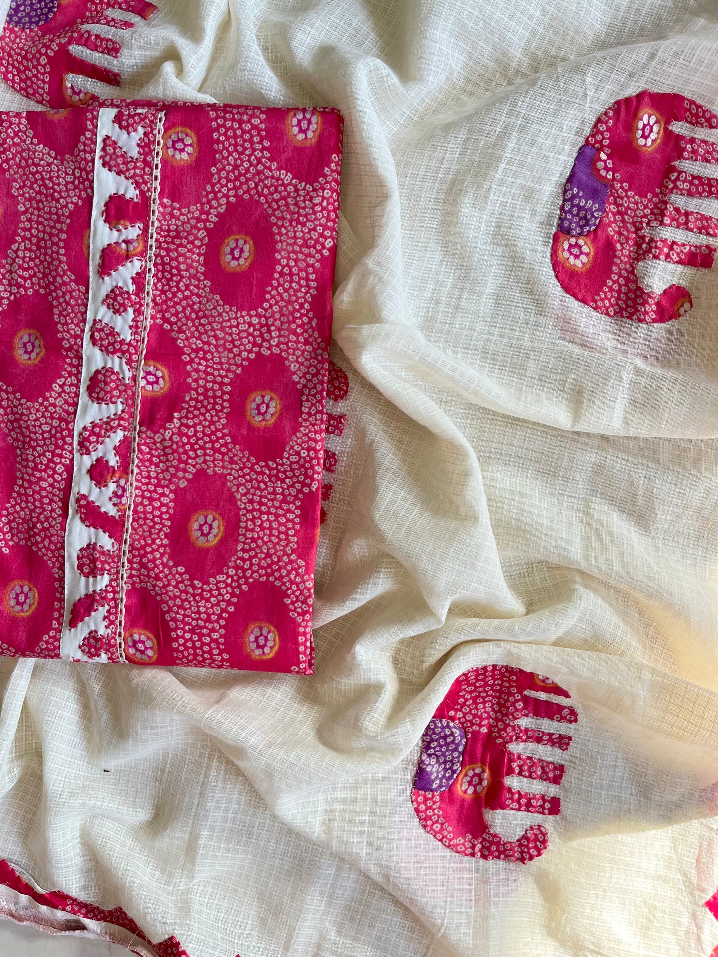 Bandhani Appliqué unstitched suits