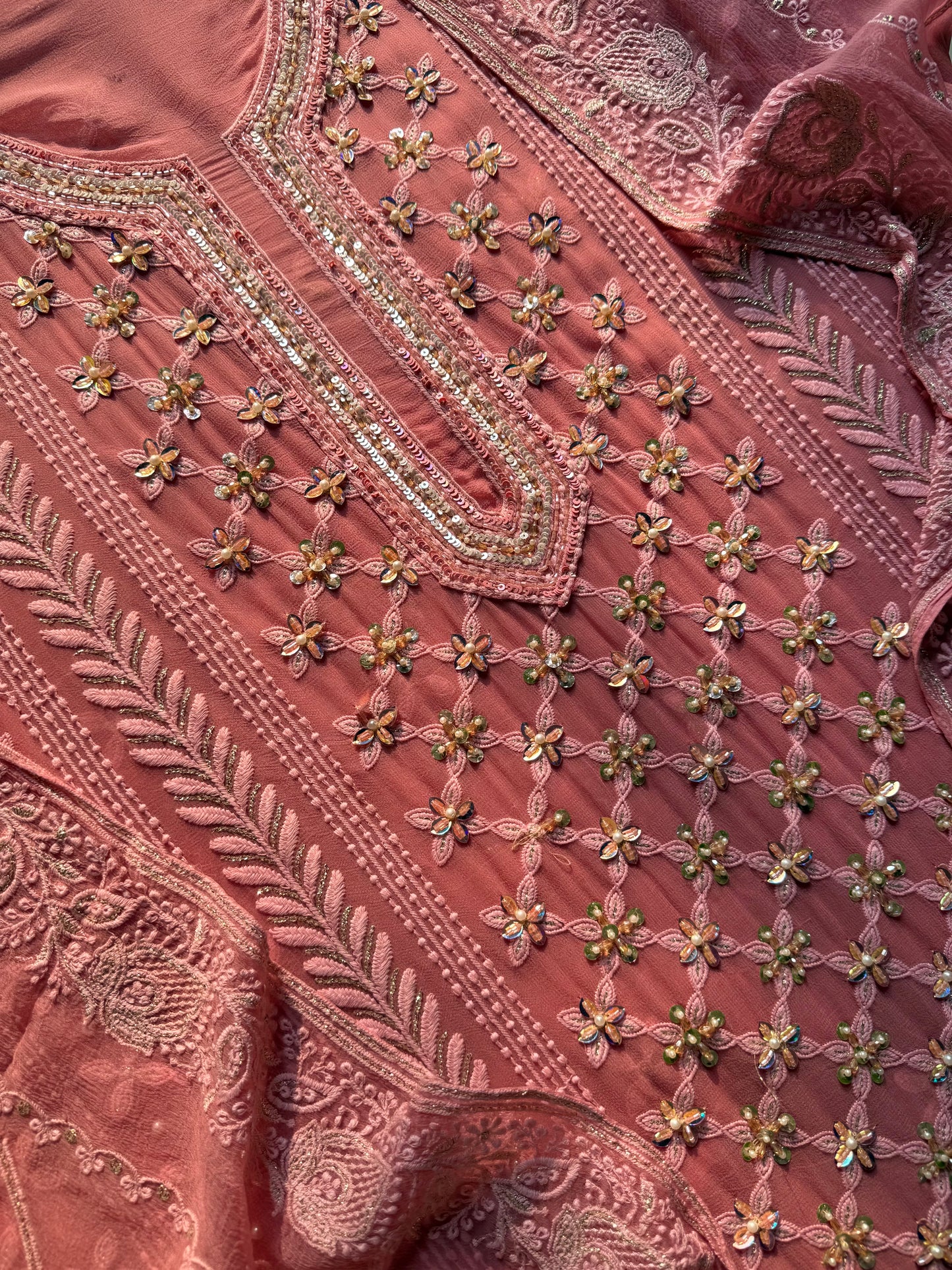 Lucknowi crystal handwork suit