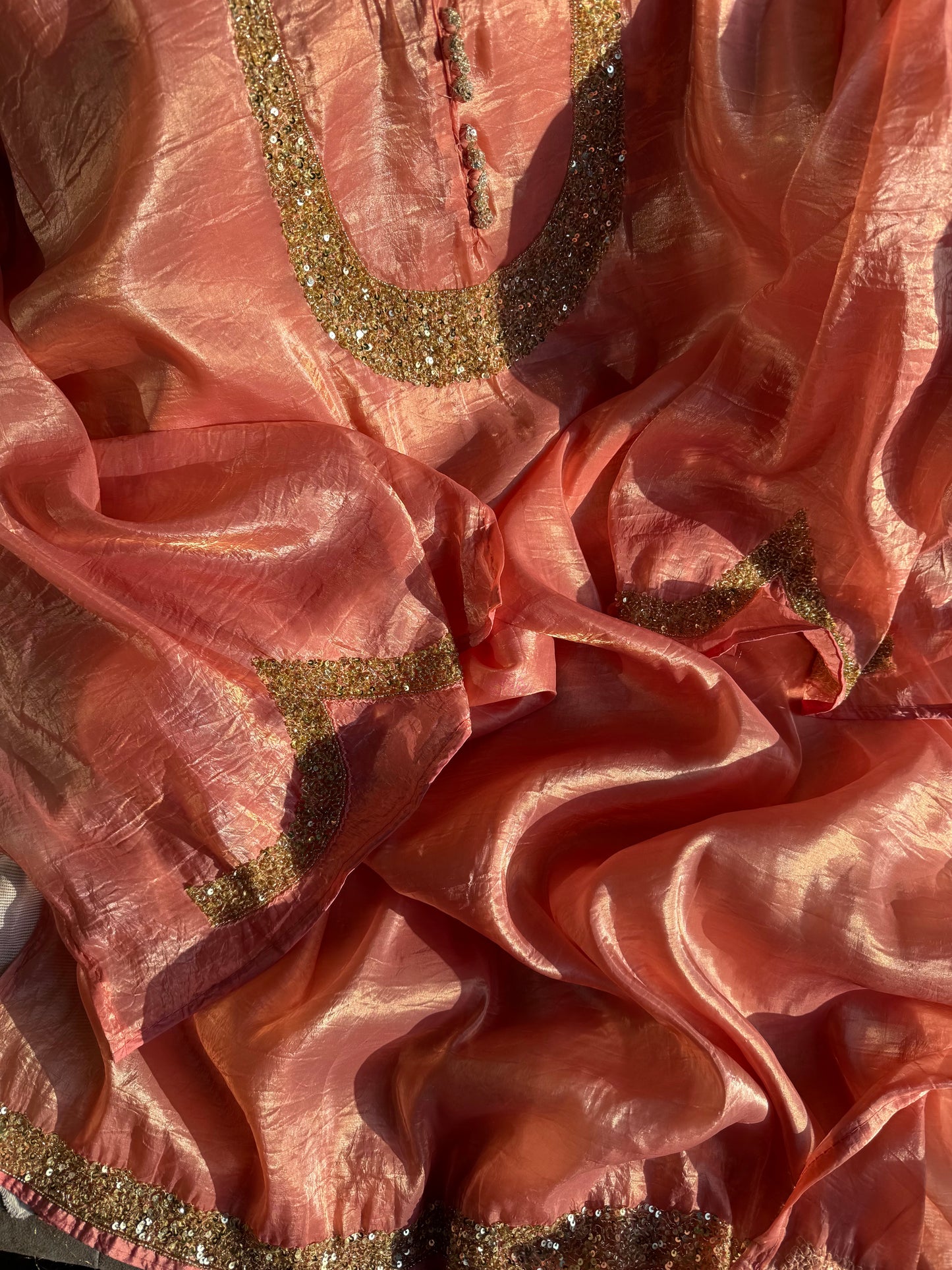 Handwork Crush Tissue silk suit