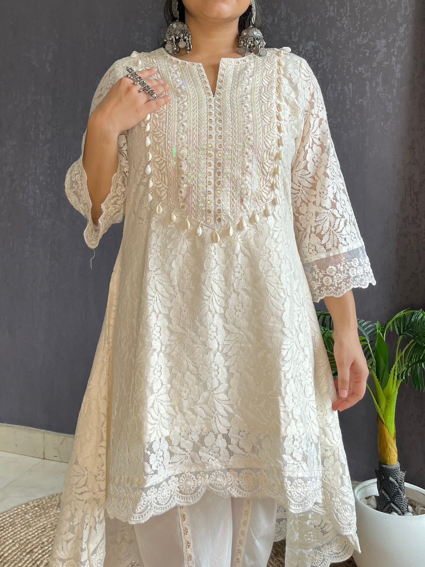 Pure cotton lace work coord