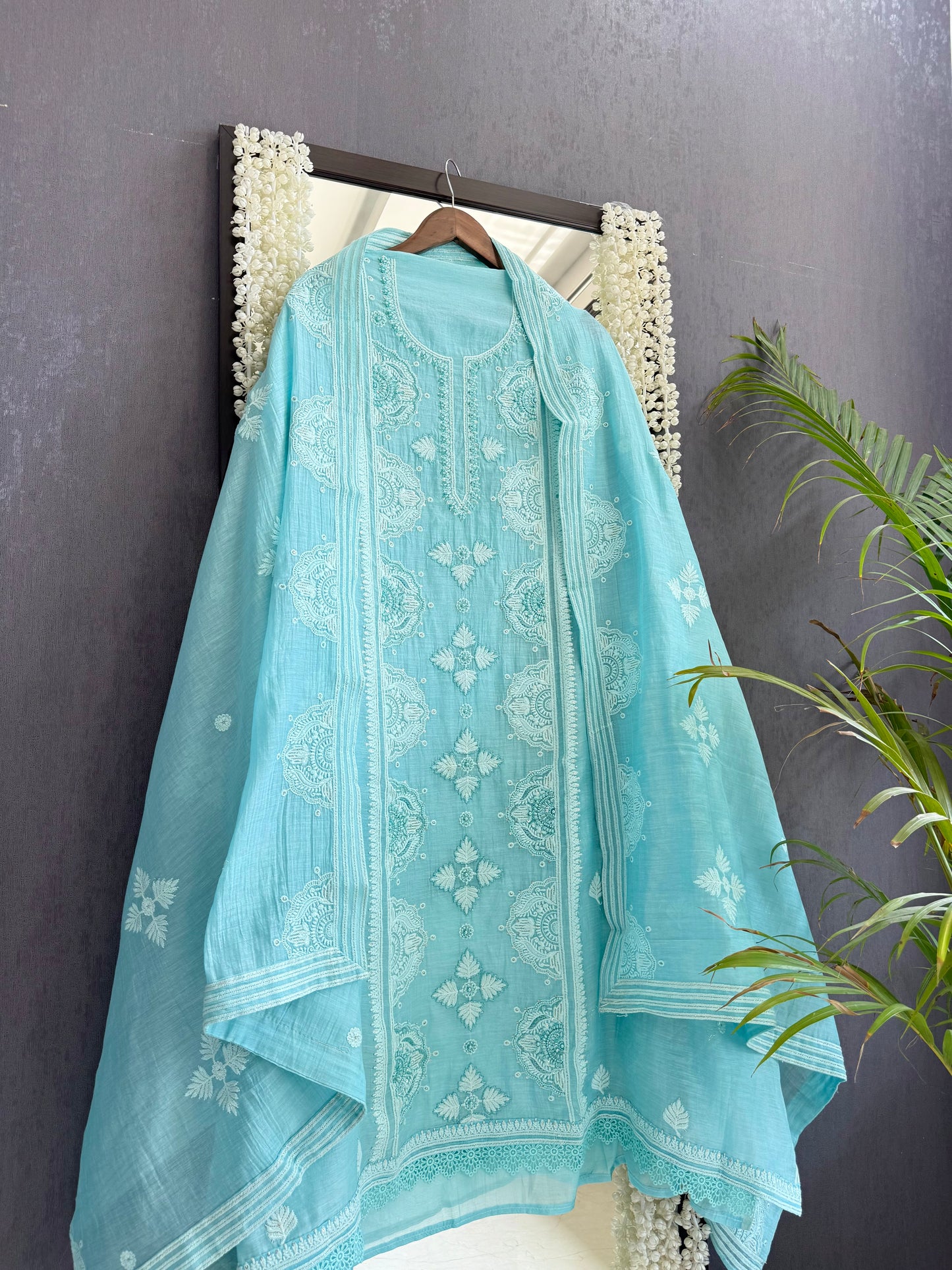 Luxurious Mul chanderi lucknowi handwork suit