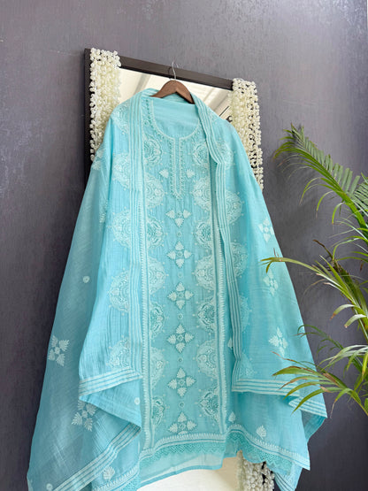 Luxurious Mul chanderi lucknowi handwork suit