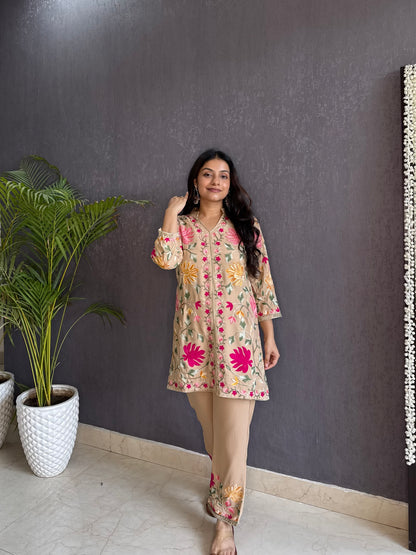 Liva cotton Kashmiri aari Coord set