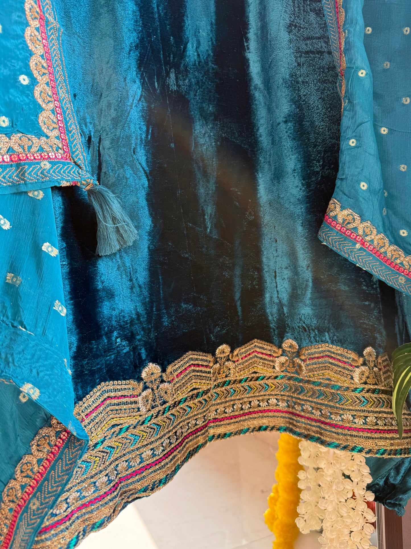 Velvet hand work suit