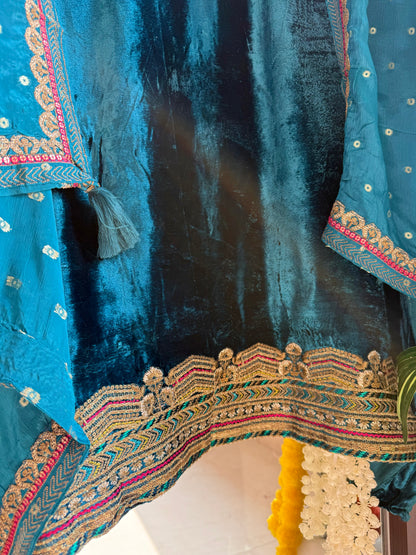Velvet hand work suit