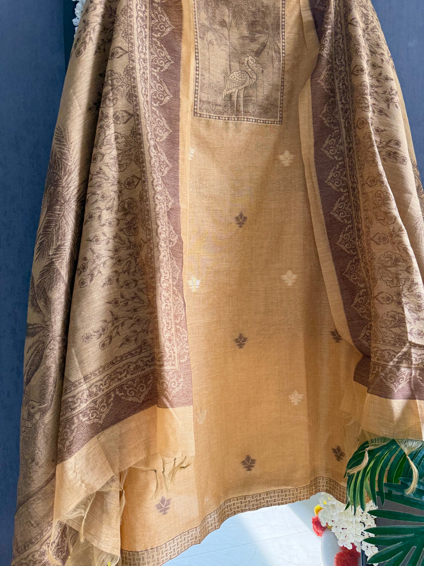 Linen flamingos Jamdani suit