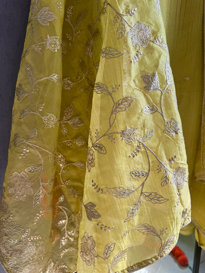 Luxurious crush tissue zardozi embroidered suit