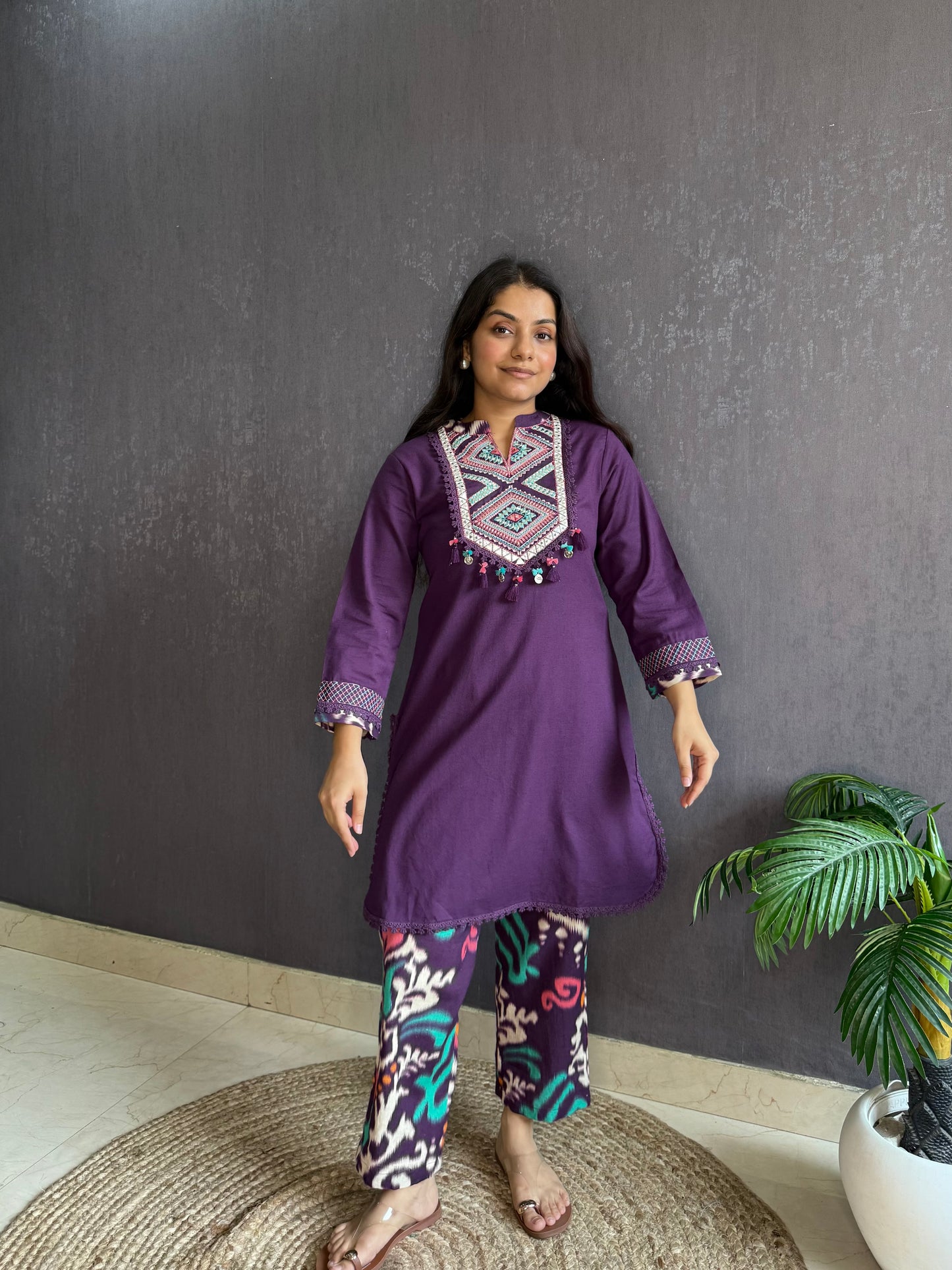 Premium cotton mirror ikkat Coord set
