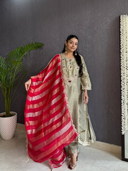 Aline Aari brocade bejewelled suit set