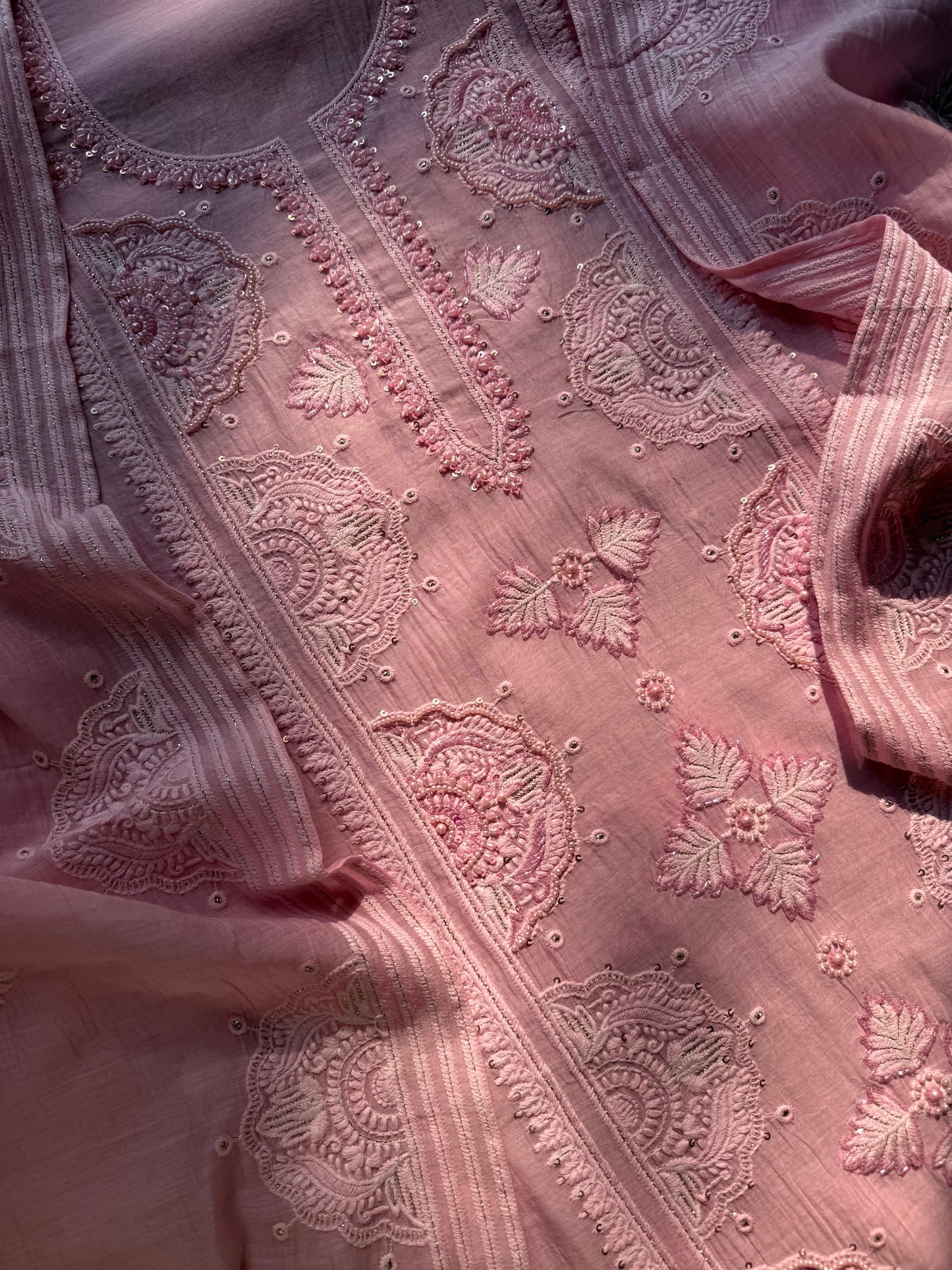 Luxurious Mul chanderi lucknowi handwork suit