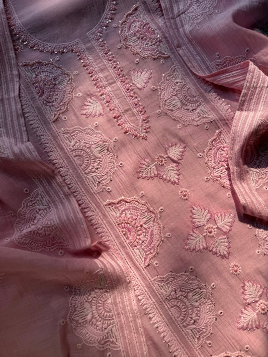 Luxurious Mul chanderi lucknowi handwork suit