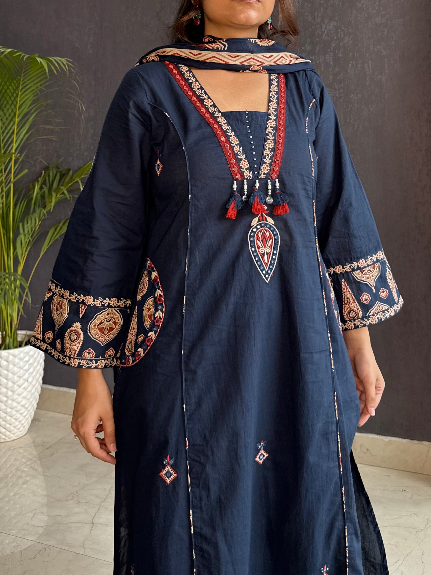 Pure cotton ajrakh suit set