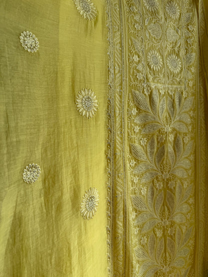 Luxurious Mul chanderi lucknowi handwork suit