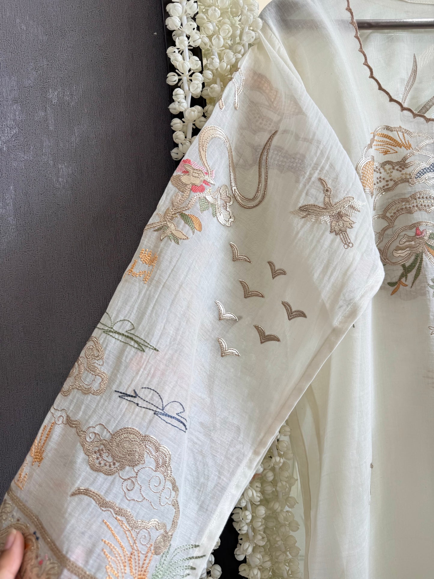 Luxurious Mul chanderi gota appliqué work suit