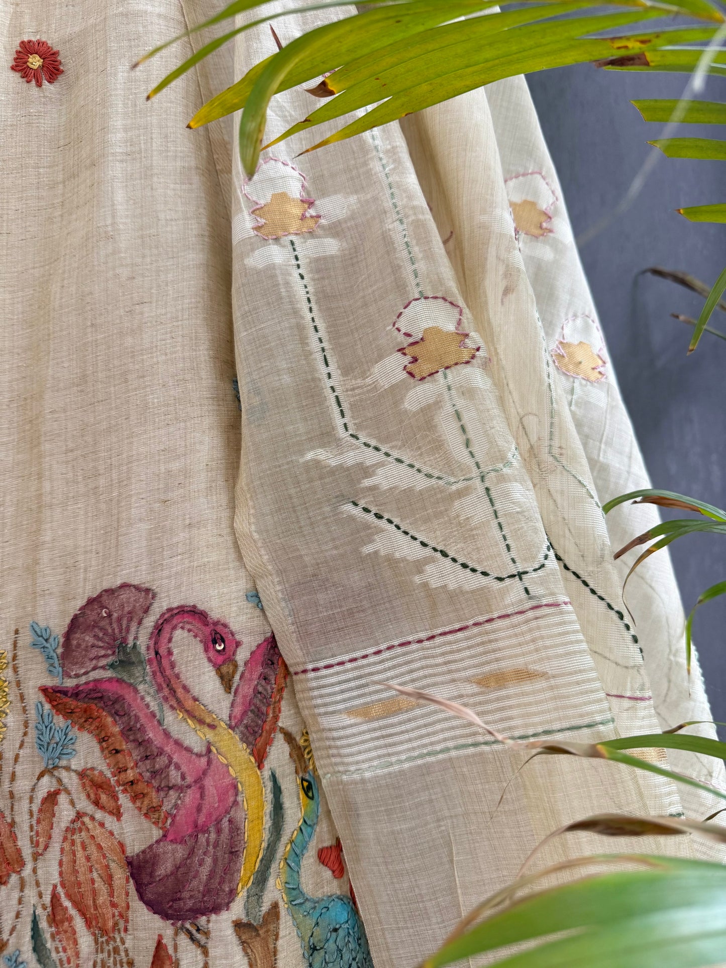 Linen handpainted frenchknot suit