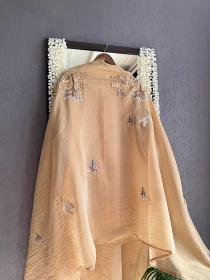 Luxurious Mul chanderi deers swans suit