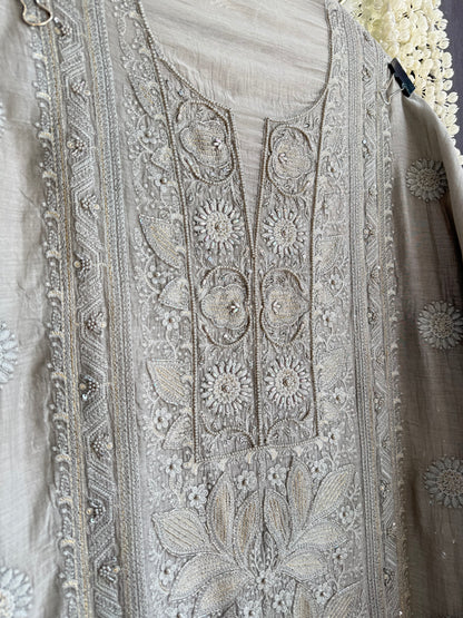 Luxurious Mul chanderi lucknowi handwork suit