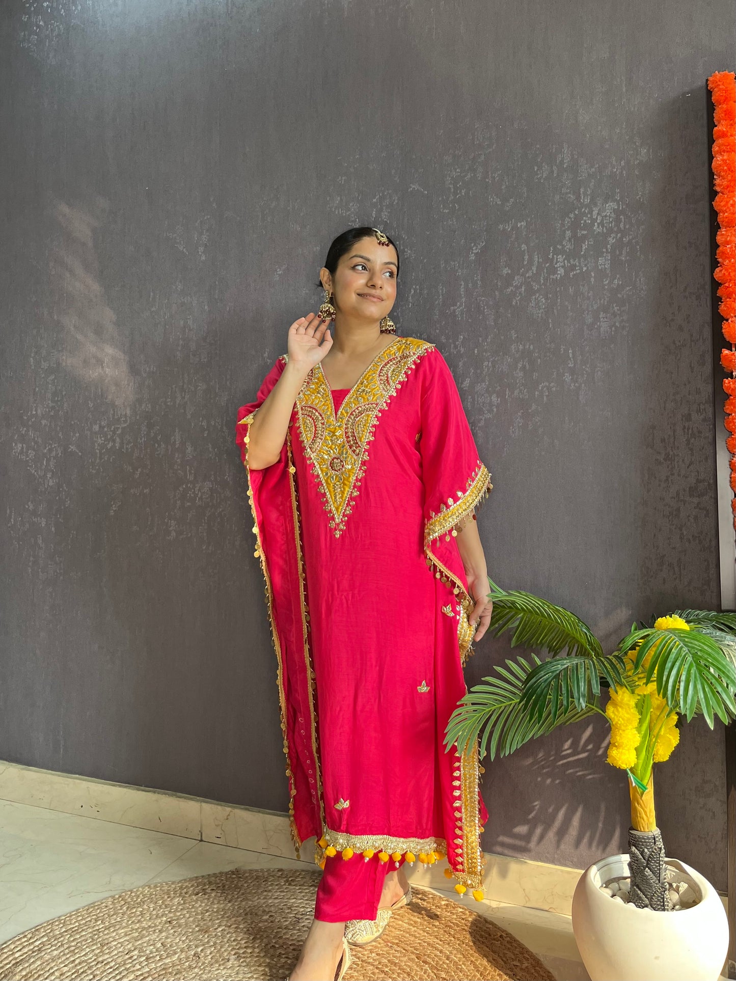 Gotapatti aari work kaftan set
