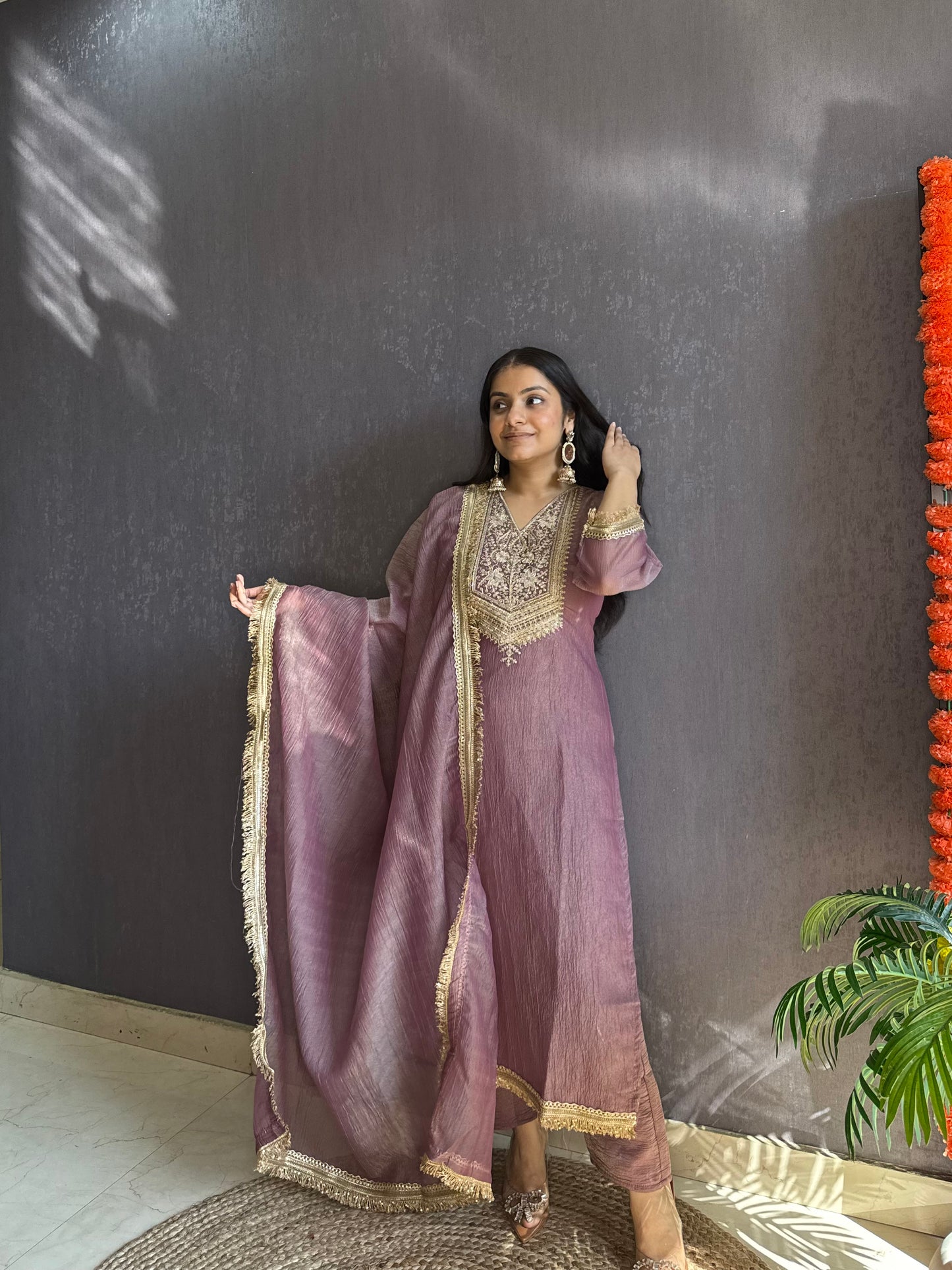 Tissue silk Handwork suit set