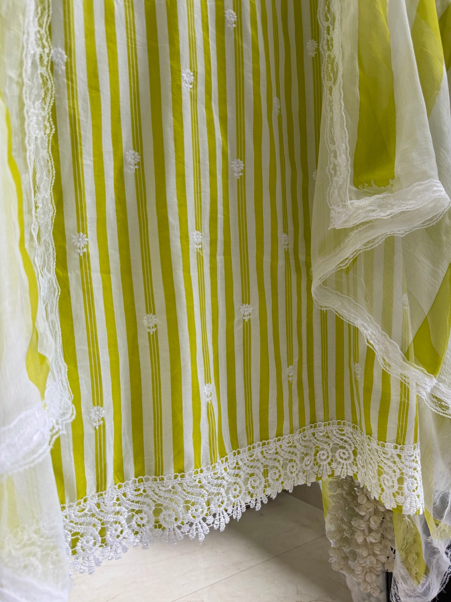 Striped cotton Lucknowi suit
