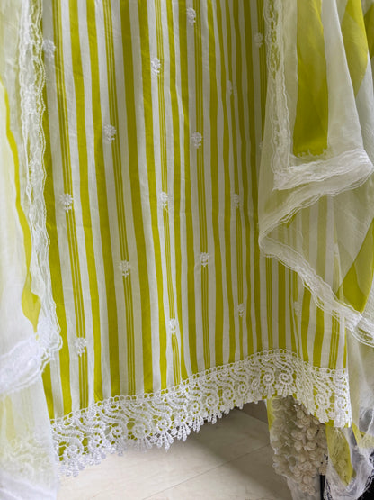 Striped cotton Lucknowi suit
