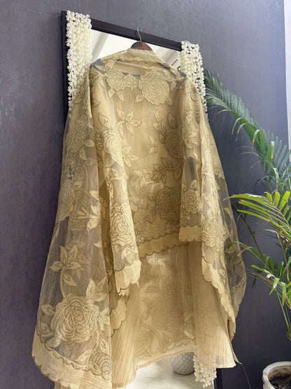 Crush tissue monochromatic appliqué suit