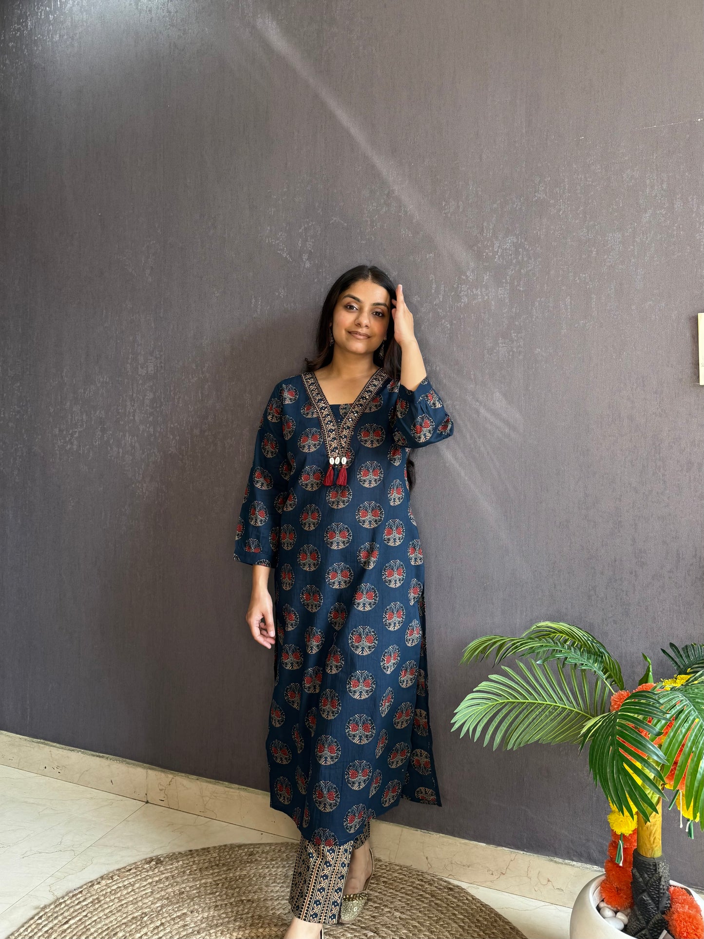 Pure cotton ajrakh print suit set