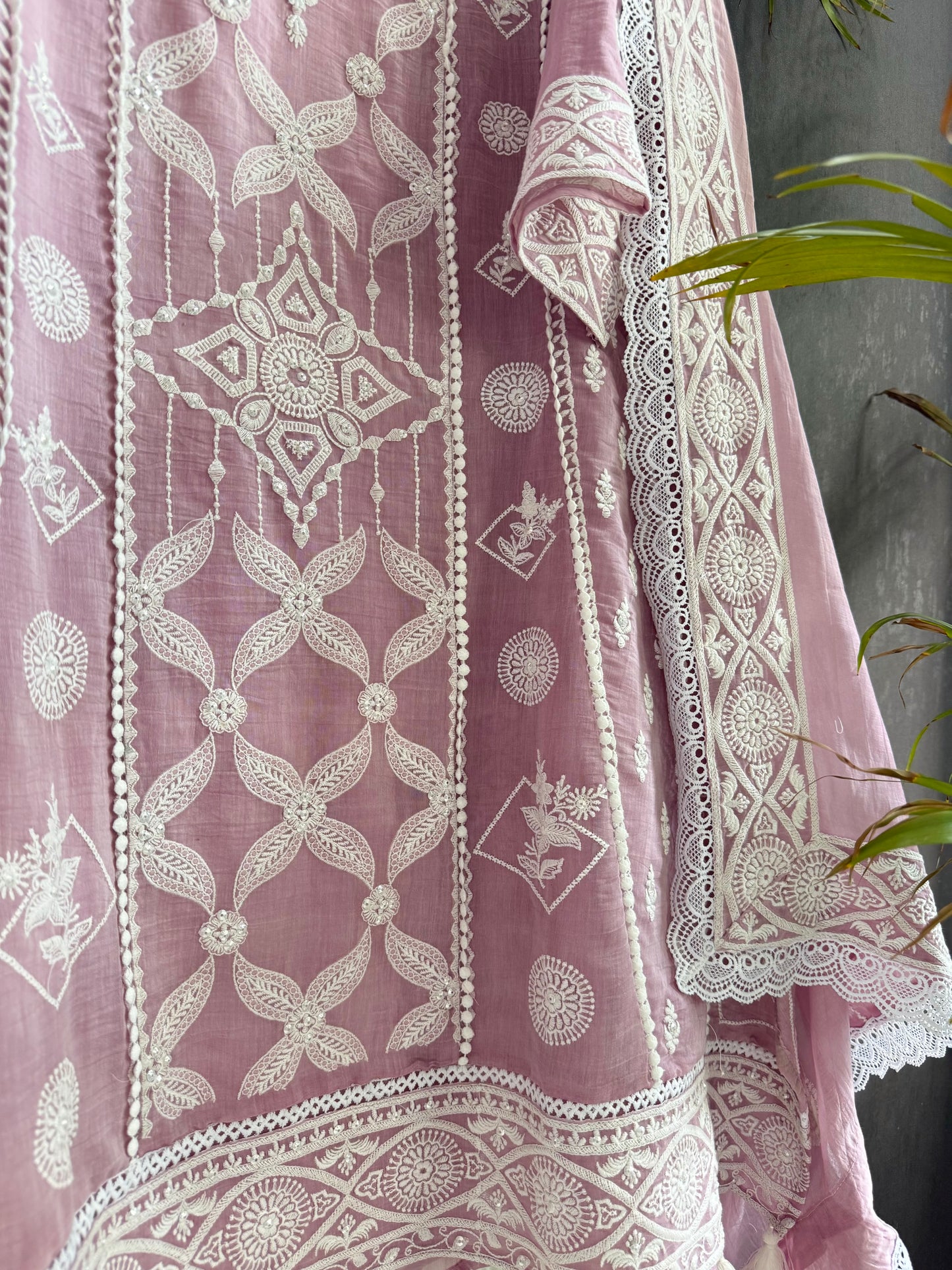 Luxurious Mul chanderi lucknowi handwork suit