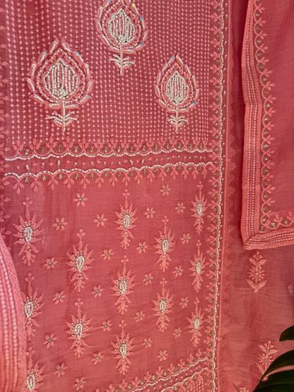 Luxurious Mul chanderi lucknowi handwork suit