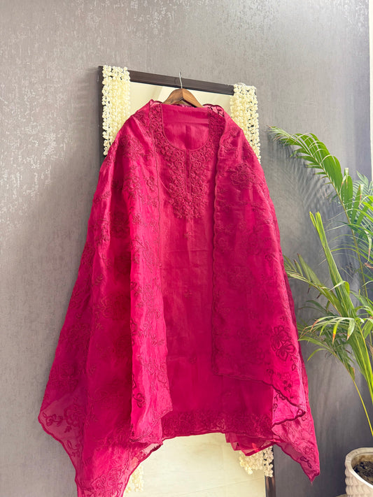 Luxurious monochromatic thread work suit