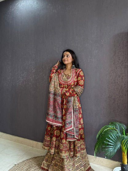 Pure cotton gota double Anarkali