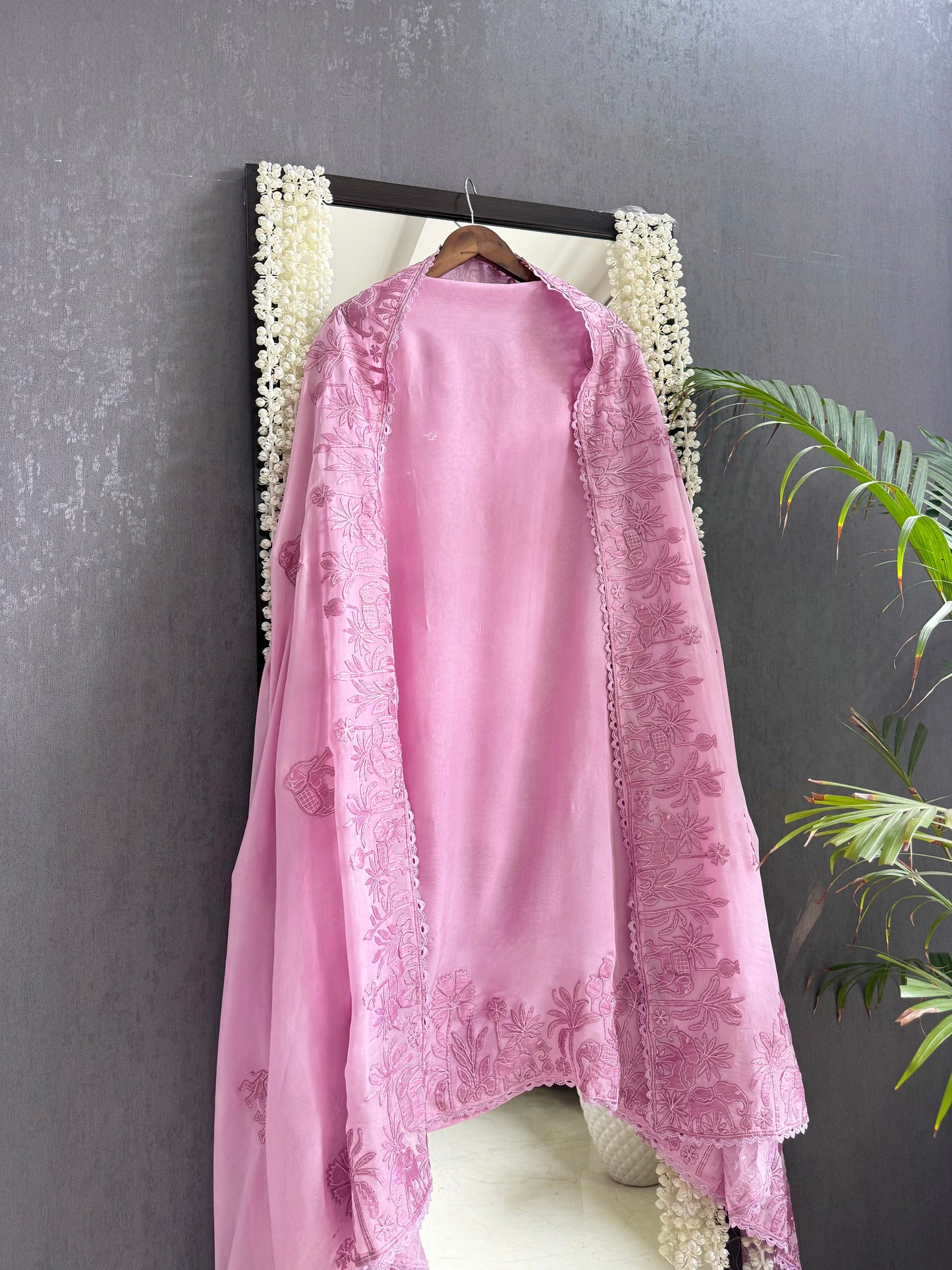 Organza appliqué work elephants suit