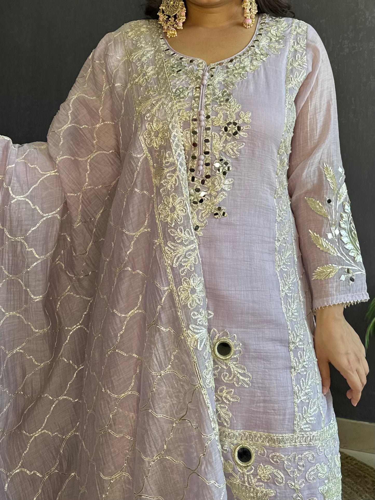 Luxurious mul cotton gotapatti sharara set
