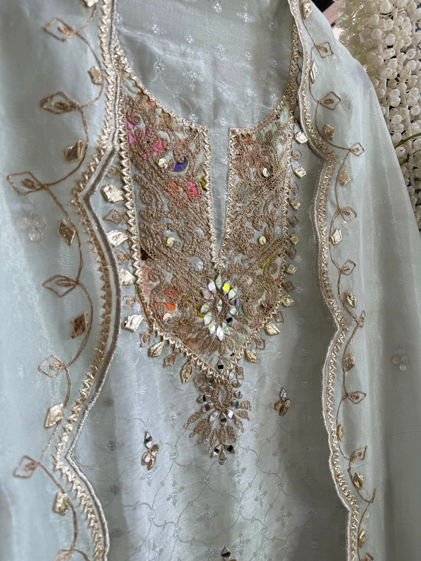 Luxurious Gotapatti Dori work Tissue silk suit