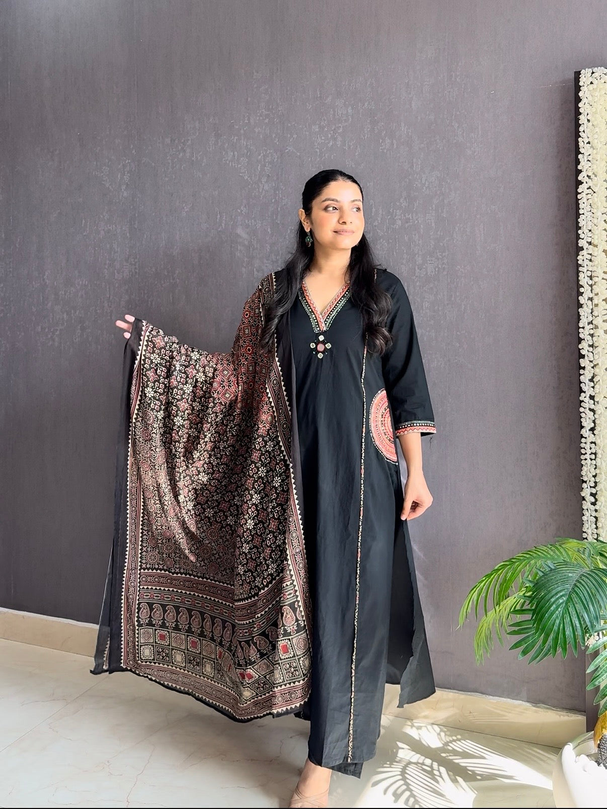 Pure cotton ajrakh A line suit set