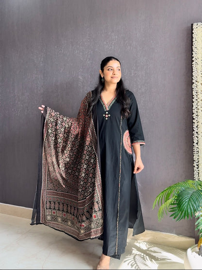 Pure cotton ajrakh A line suit set