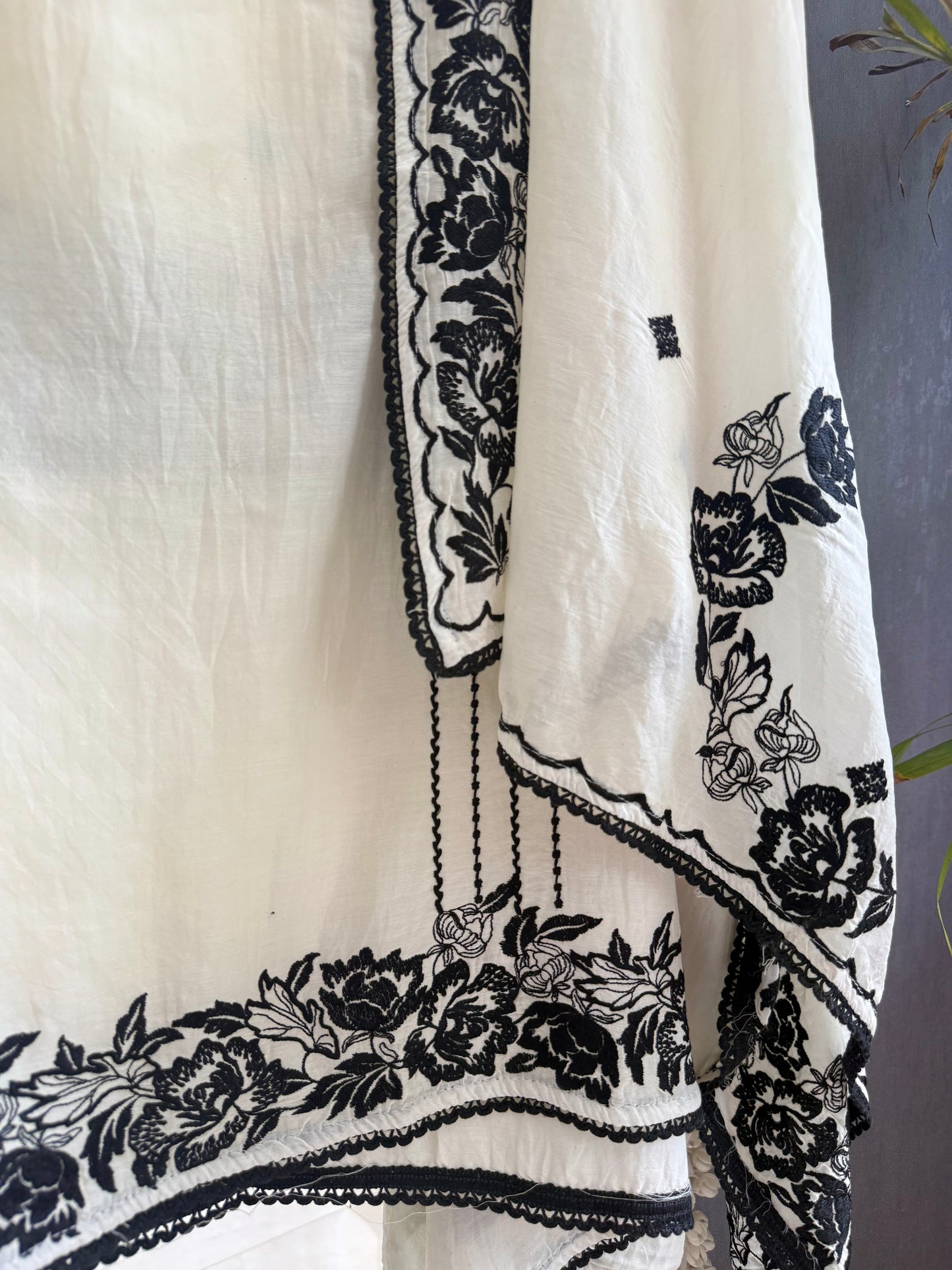 Luxurious Mul chanderi Parsi work florals suit