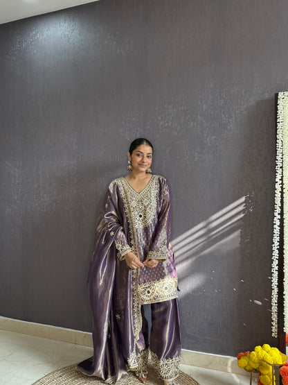Luxurious mirrorwork farshi salwar set