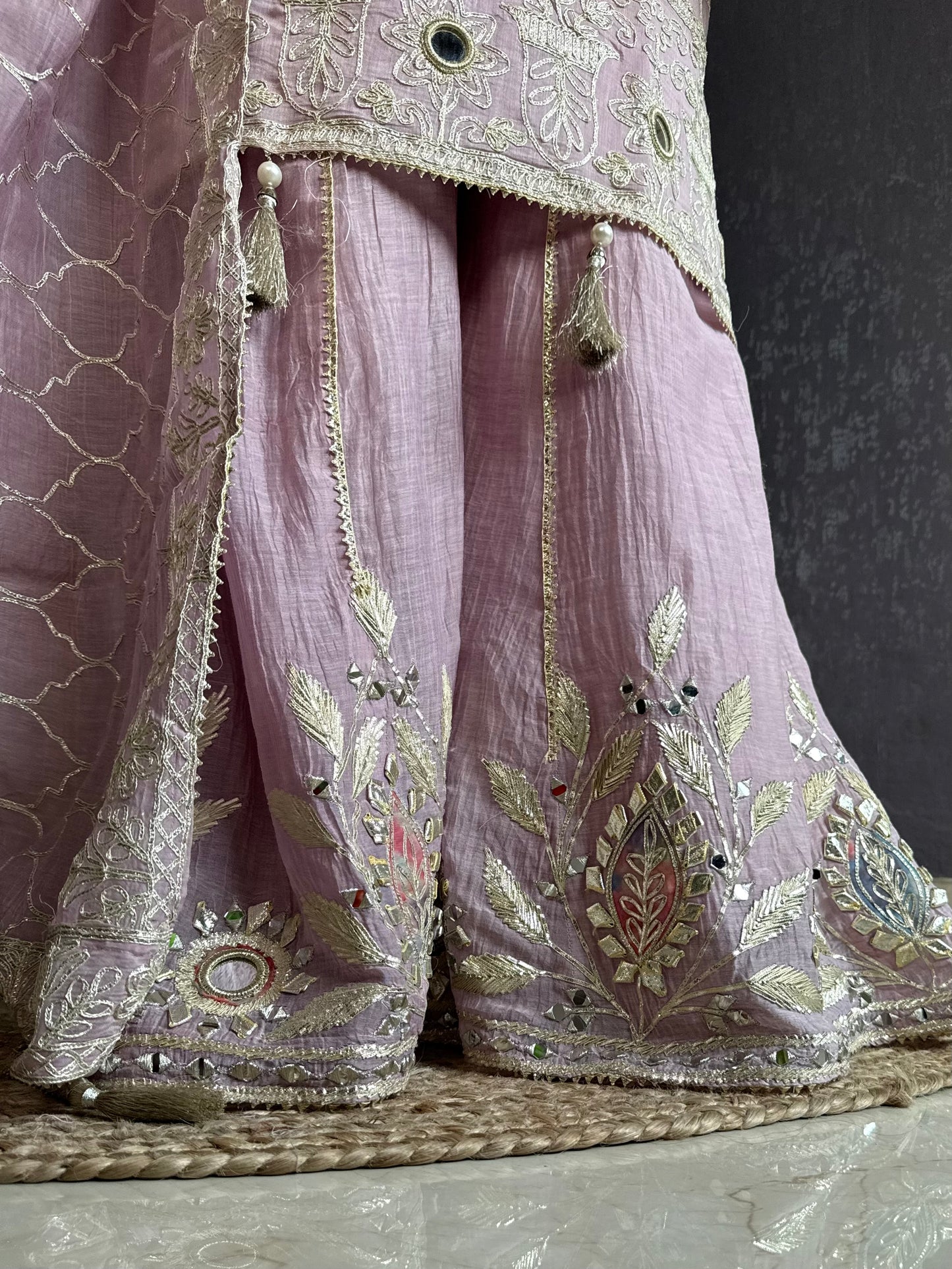 Luxurious mul cotton gotapatti sharara set