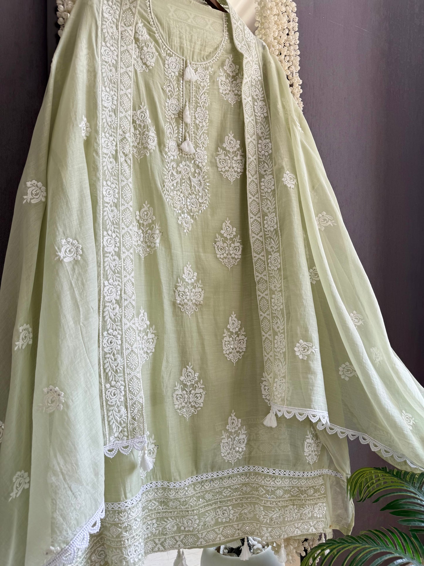 Luxurious Mul chanderi lucknowi handwork suit