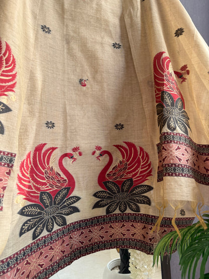 Linen jamdani swans suit