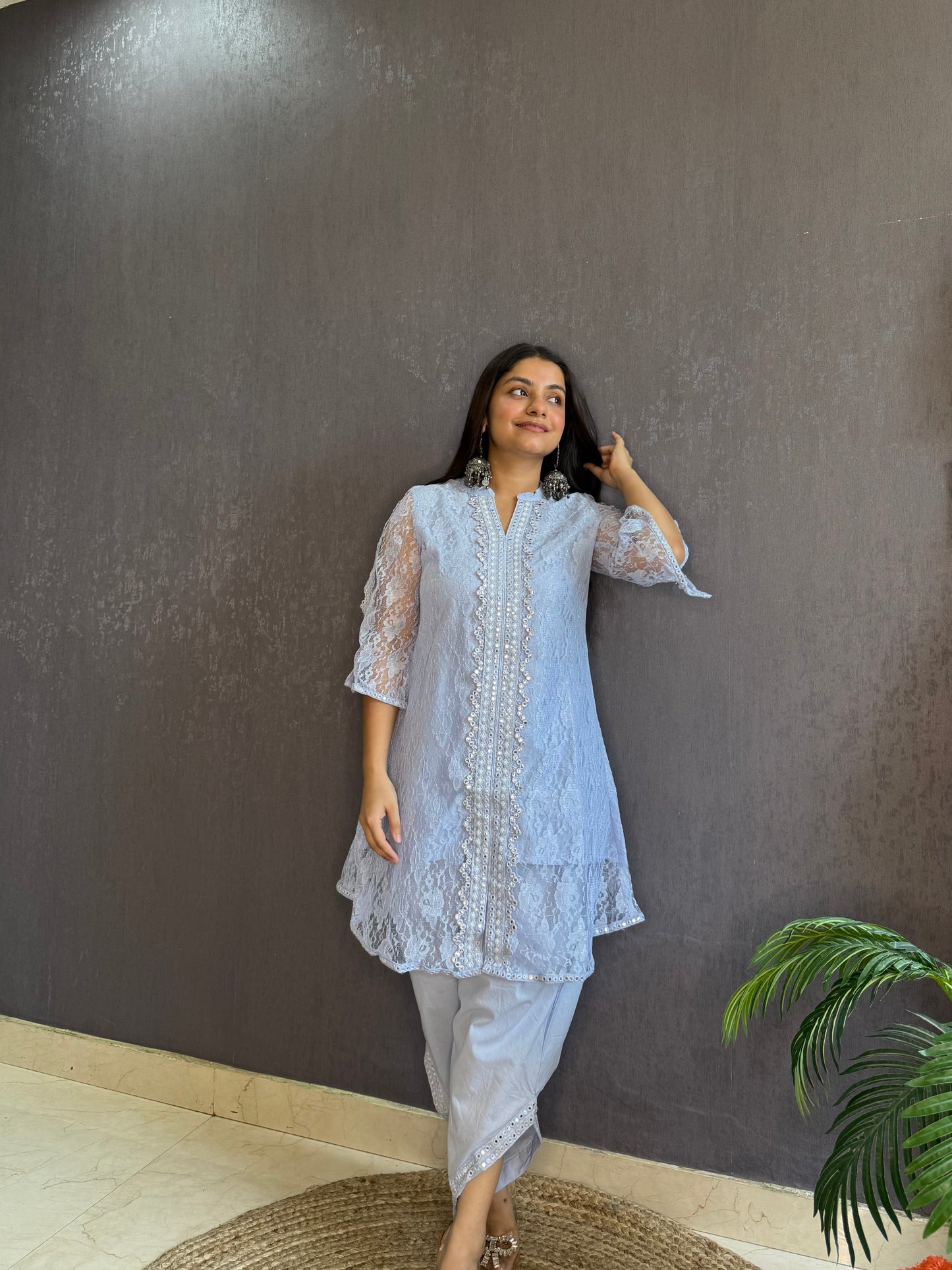 Pure cotton lace work coord